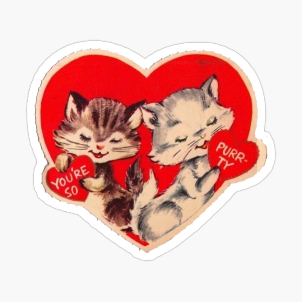 Let’s cuddle Shoe and Kitten Vintage Valentine’s Day Card | Poster