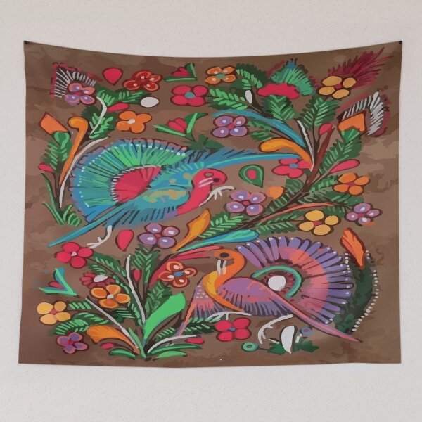 Item preview, Amate bark painting maximalist birds colorful mexican folk art decoration designed and sold by T-Mex.