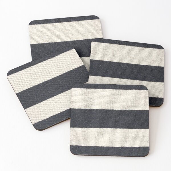 Item preview, Black and white horizontal striped fabric designed and sold by Dinashop.