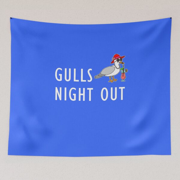 Item preview, Gulls Night Out Seagull Pun designed and sold by jaycartoonist.
