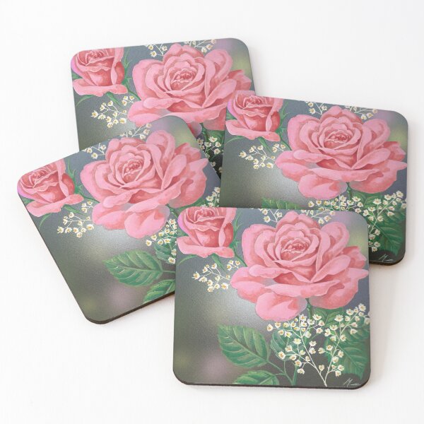 Item preview, Pink roses with forget-me-not bouquet designed and sold by Laura Greco.