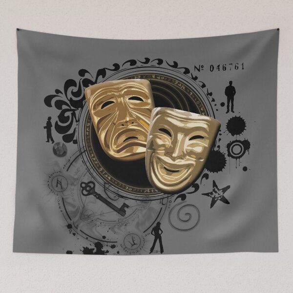 Item preview, Gold Drama Masks designed and sold by Styled Vintage.