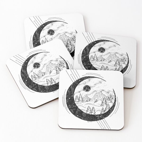 Moon Snow Scene Coasters (Set of 4)
