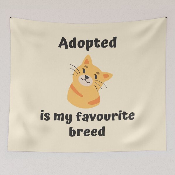 Item preview, Adoptado es mi raza favorita, Adoptado es mi raza favorita, texto negro, Adoptar un gato, Adoptar un gatito, Gato naranja designed and sold by naturecdesigns.