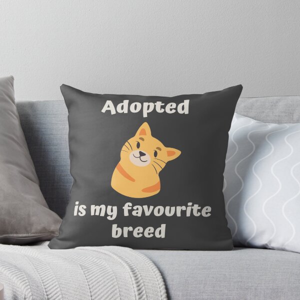 Aperçu de l'œuvre Adopté est ma race préférée, Adopté est ma race préférée, texte blanc, Adopter un chat, Adopter un chaton, Chat Orange créée et vendue par naturecdesigns.