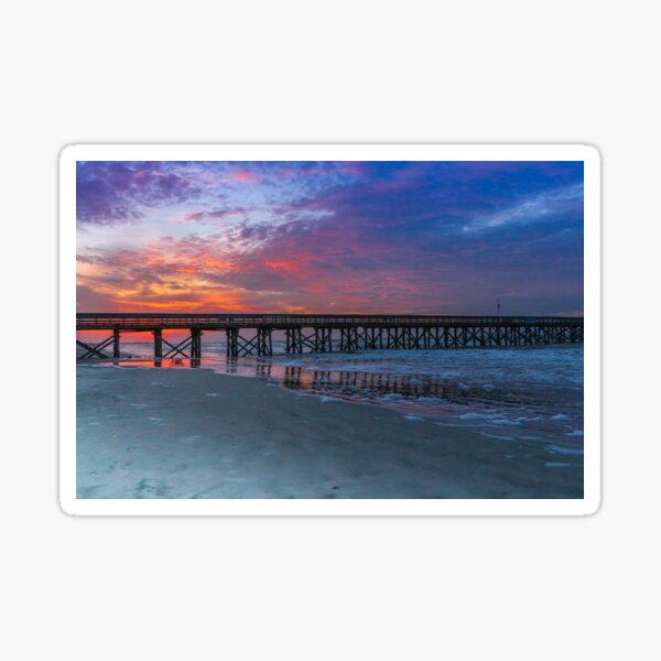 Sunrise at the Isle of Palms Pier Sticker