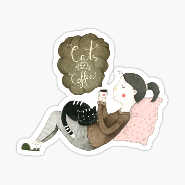 Cats and Coffee Sticker