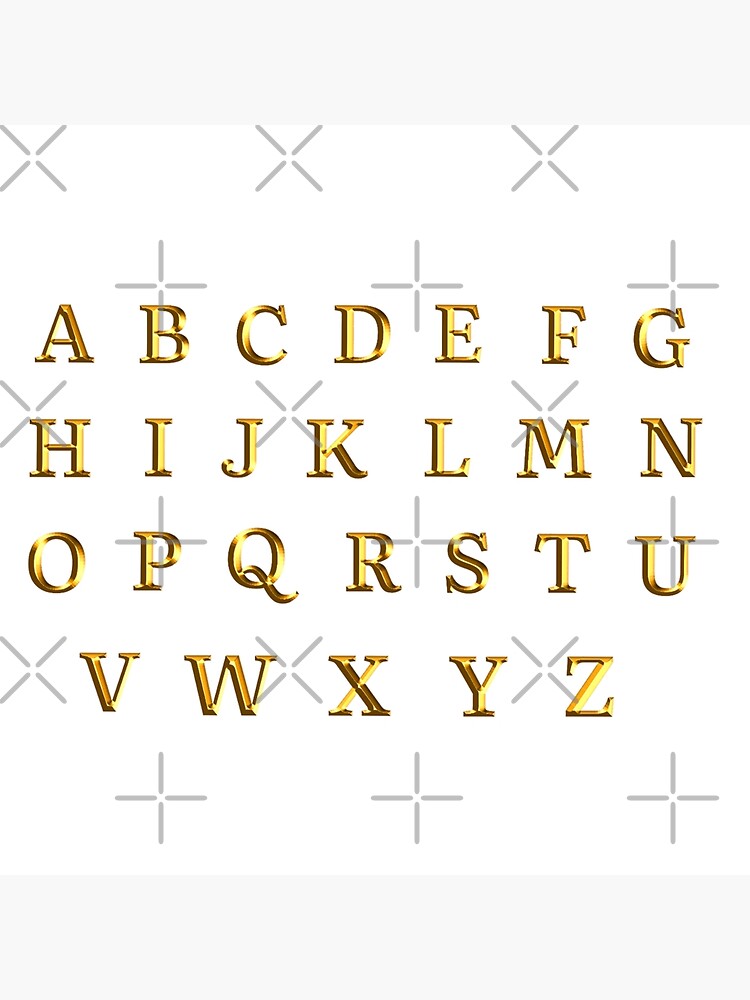 custom gold border english letter a-z