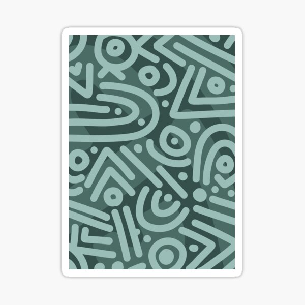 Teal Doodle Geometric Line Art Pattern Sticker