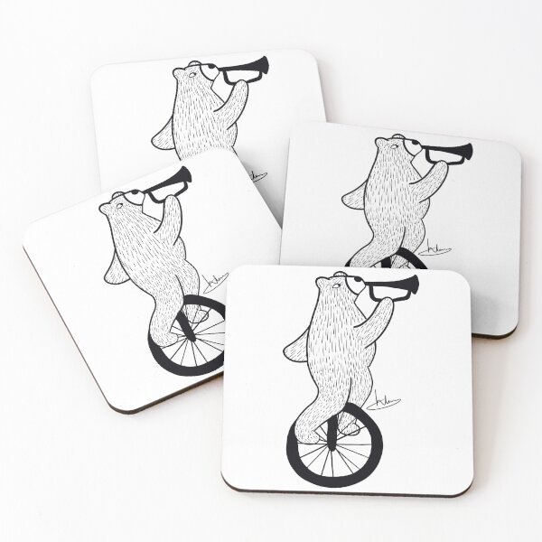 Item preview, Unicycle Bear B&W designed and sold by htimagery.