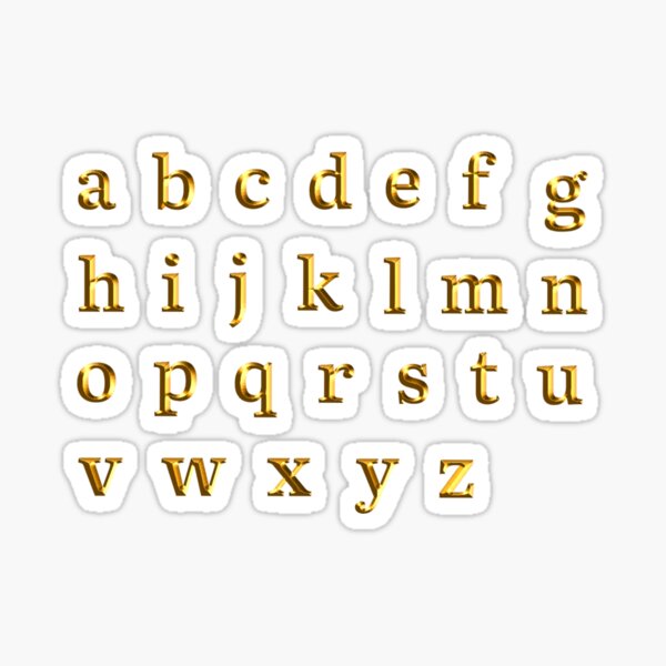 Gold Alphabet Letters - Lower Case Letters A to Z