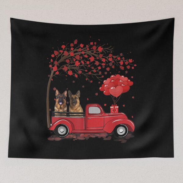 Item preview, Funny Couple German Shepherd Red Truck Valentine's Day designed and sold by shirleyfinley.