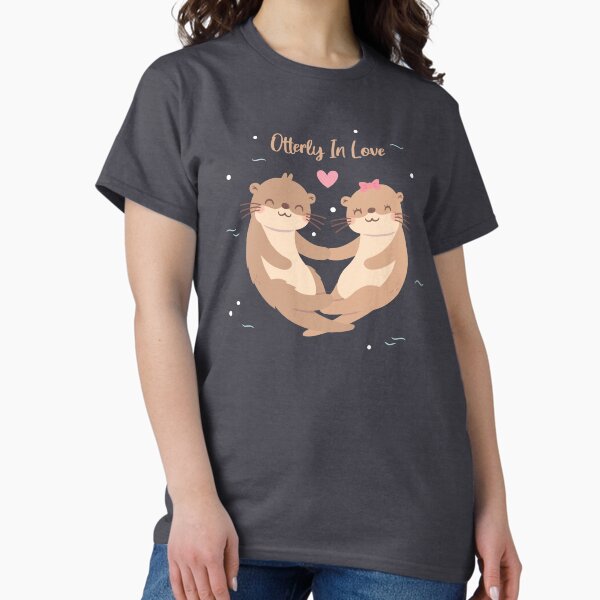 Item preview, Otterly In Love Pun, Cute Otter Couple Holding Paws designed and sold by rustydoodle.