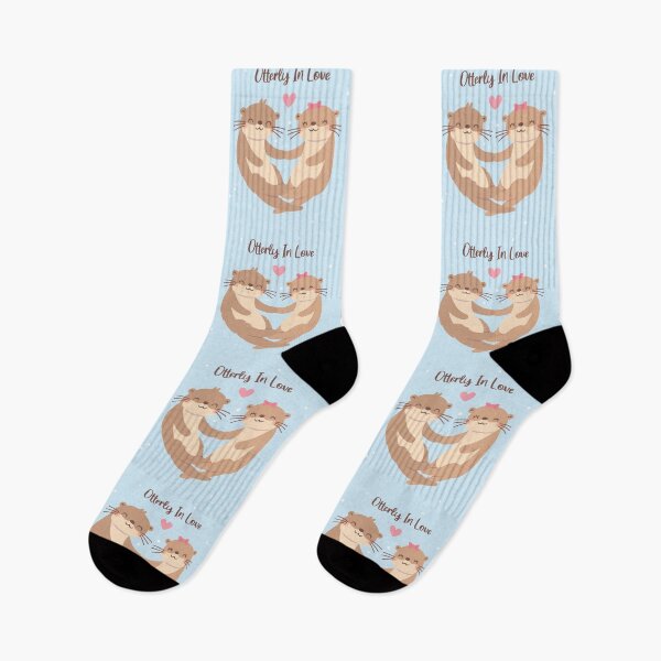 Item preview, Otterly In Love Pun, Cute Otter Couple Holding Paws designed and sold by rustydoodle.