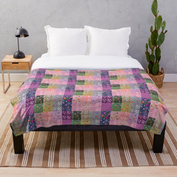 Spring Teatime Patchwork Throw Blanket