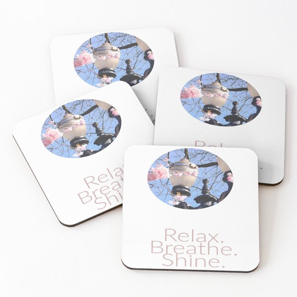 Item preview, Relax. Breathe. Shine Cherry Blossom Lamppost Quote designed and sold by JLPhotographer.
