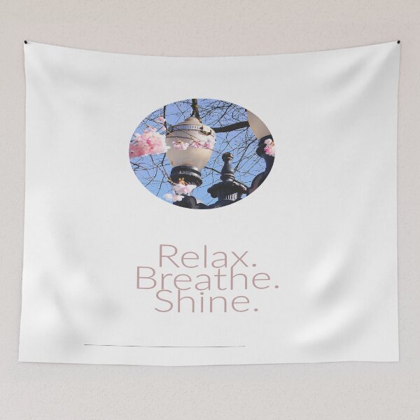 Item preview, Relax. Breathe. Shine Cherry Blossom Lamppost Quote designed and sold by JLPhotographer.
