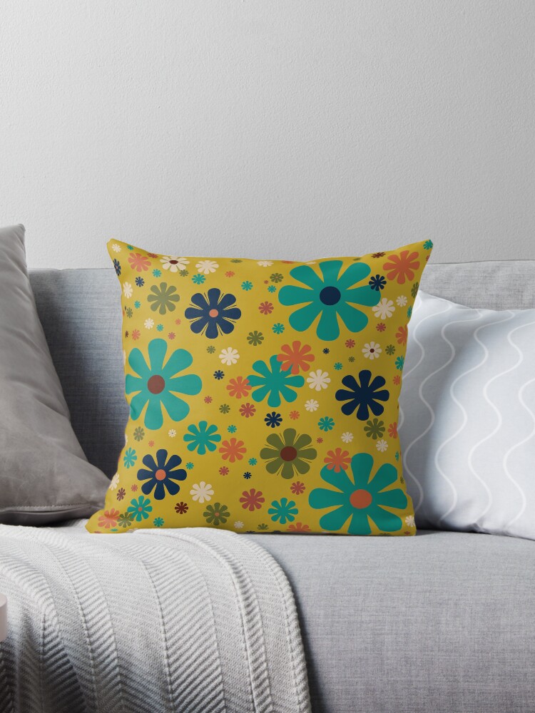 Teal and shop mustard throw pillows