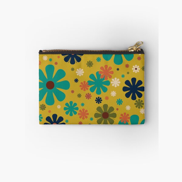 Item preview, Flowerama - Retro 60s 70s Floral Pattern in Mid Mod Turquoise Teal, Khaki Green, Orange, Beige, and Mustard designed and sold by kierkegaard.