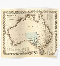 MAP of MYSTERIOUS AUSTRALIA c. 1850 Poster