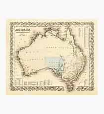 MAP of MYSTERIOUS AUSTRALIA c. 1850 Photographic Print