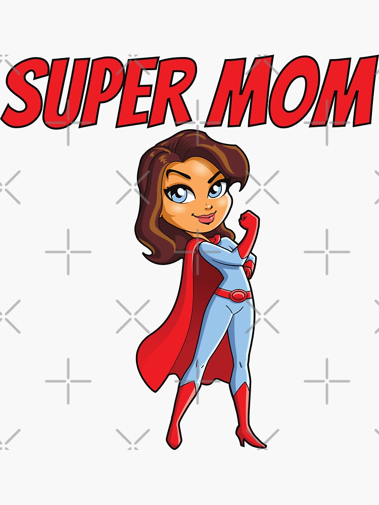 Super MOM Cartoon Character, Mother's Day Gift Sticker