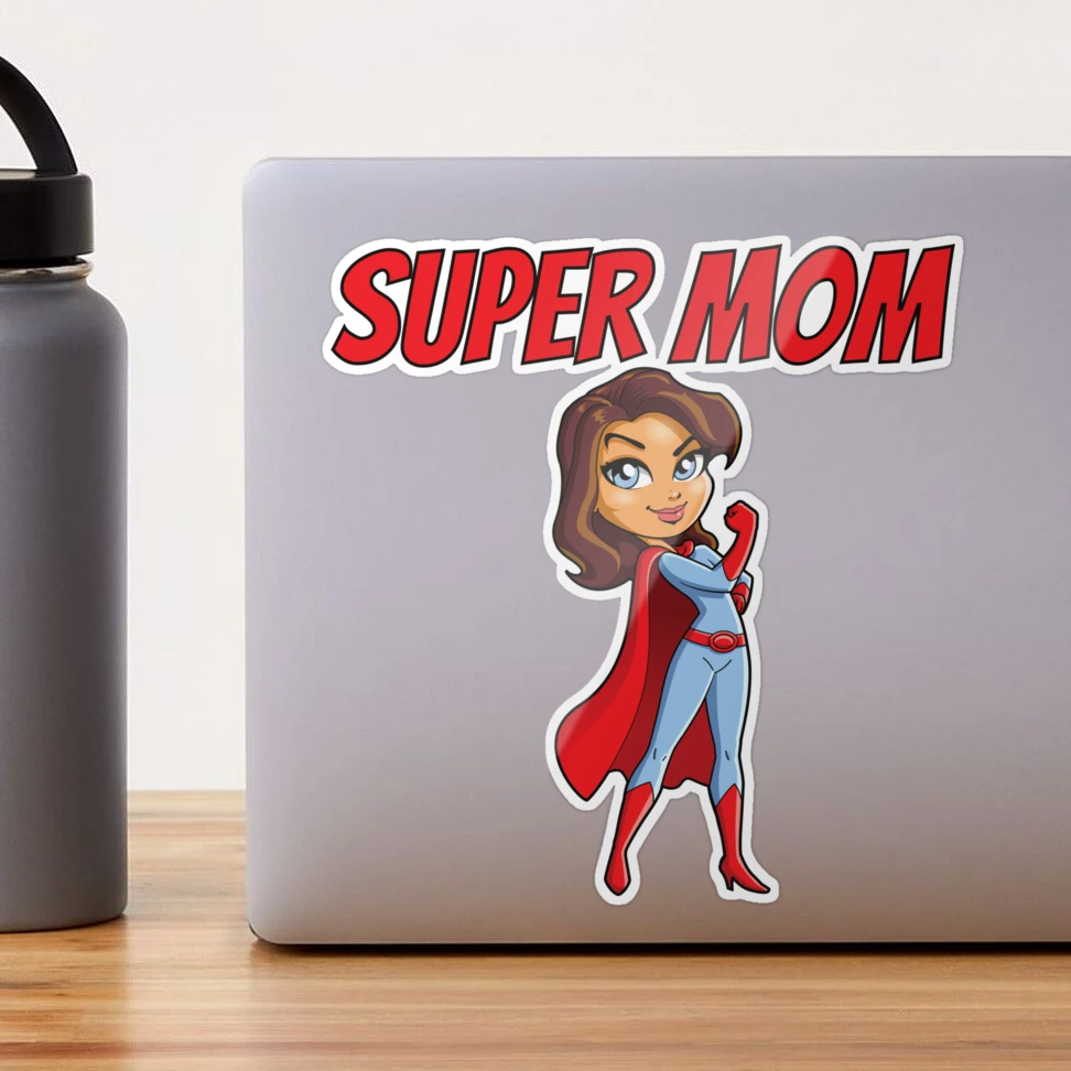 Super MOM Cartoon Character, Mother's Day Gift Sticker