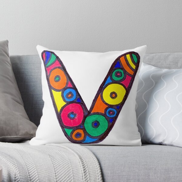 letter v in colorful circles Throw Pillow