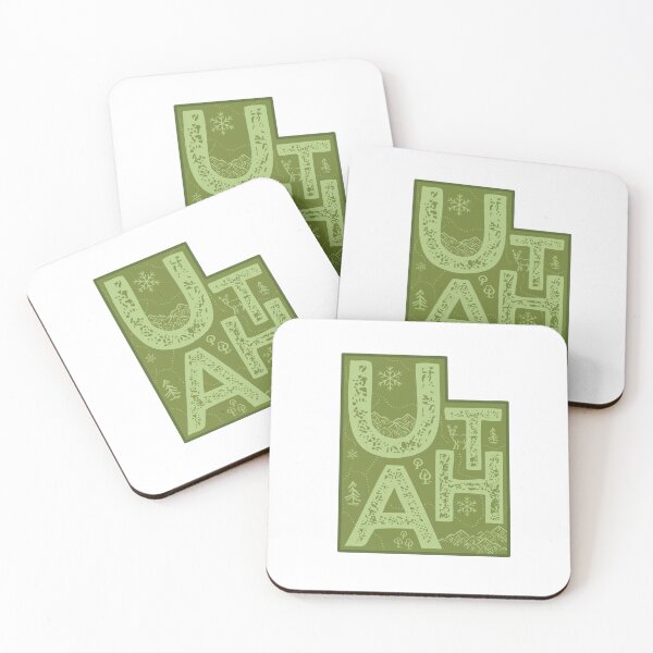 Item preview, Utah Map Typography Green designed and sold by HelloGentry.