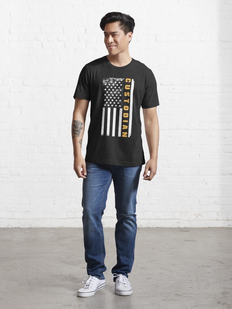 Discover Custodian American Flag 4th Of July Gift Custodians Janitor T-Shirt Essential T-Shirt