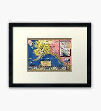 TRAVEL ALASKA FUN MAP 1934 Framed Print