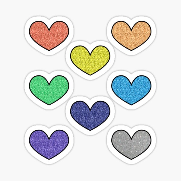 CLEARANCE - Beautiful .5 Silver Glitter Mini Heart Stickers with Gold Trim  - 59 Stickers