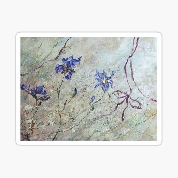Item preview, Vintage irises with ribbon original painting designed and sold by BeeTartprints.