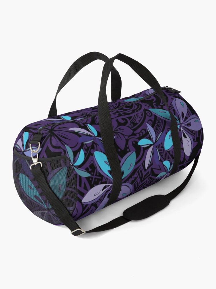 Alternate view of Hawaiian Purple Tiare Tribal Jungle Print Duffle Bag