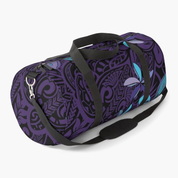 Hawaiian Purple Tiare Tribal Jungle Print Duffle Bag