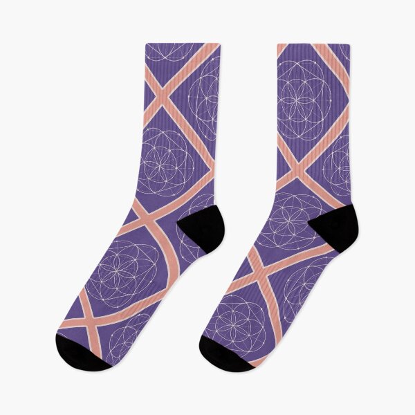 Item preview, Seed of Life on Peach Diagonal Plaid (Purple) designed and sold by squishyrainbow.