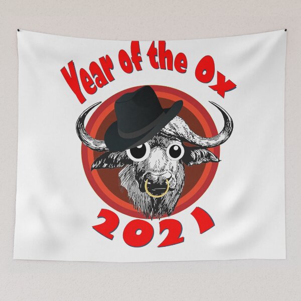Item preview, Year of the Ox 2 with Googly Eyes, Hat, Nose Ring, Transparent Background designed and sold by AliCatOriginals.