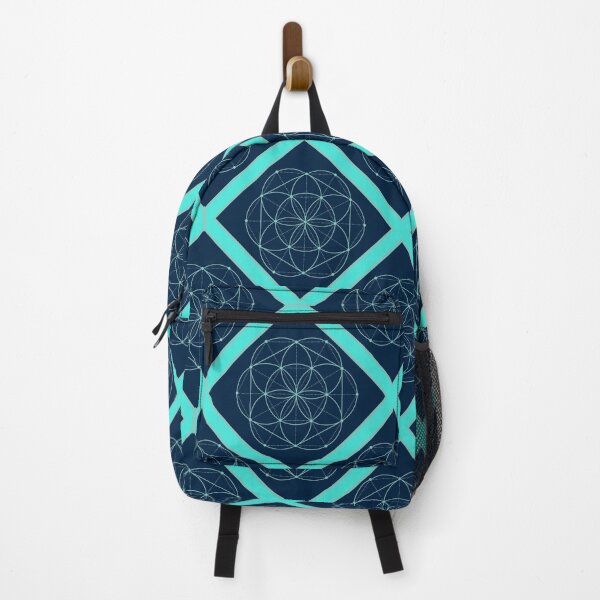 Item preview, Seed of Life on Tuquoise Diagonal Plaid (Navy Blue) designed and sold by squishyrainbow.