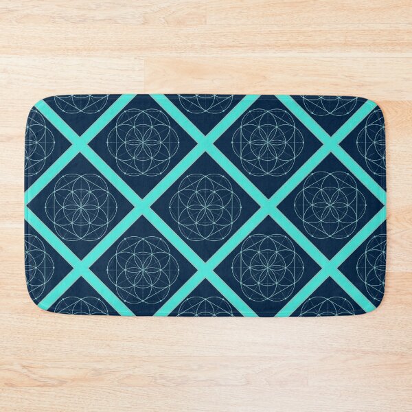 Item preview, Seed of Life on Tuquoise Diagonal Plaid (Navy Blue) designed and sold by squishyrainbow.
