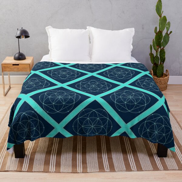 Item preview, Seed of Life on Tuquoise Diagonal Plaid (Navy Blue) designed and sold by squishyrainbow.