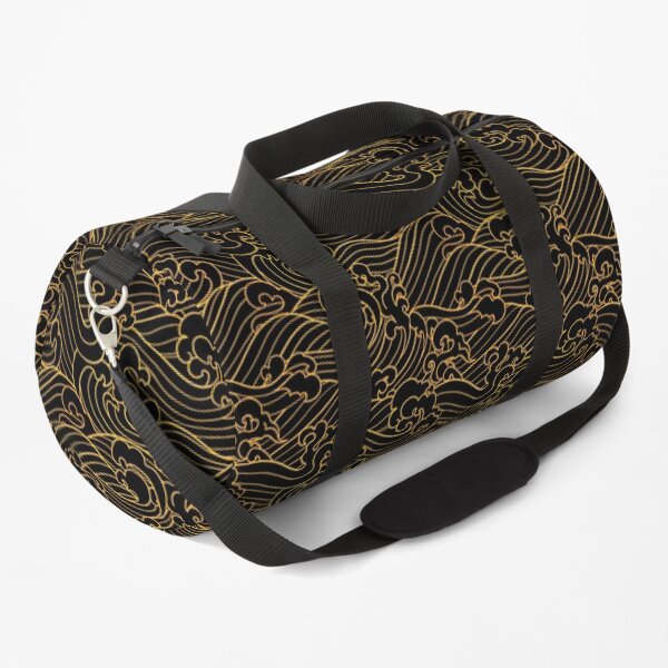 Golden Waves In Black Duffle Bag
