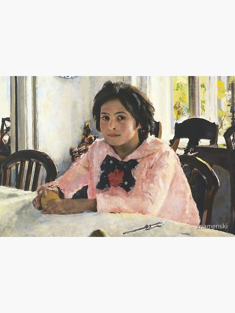 Girl with Peaches, 1887, Valentin Alexandrovich Serov was a Russian painter, and one of the premier portrait artists of his era by znamenski