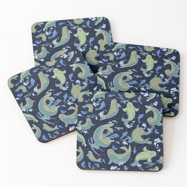 Item preview, Playful Seals Deep Blue designed and sold by kittyartstudio.