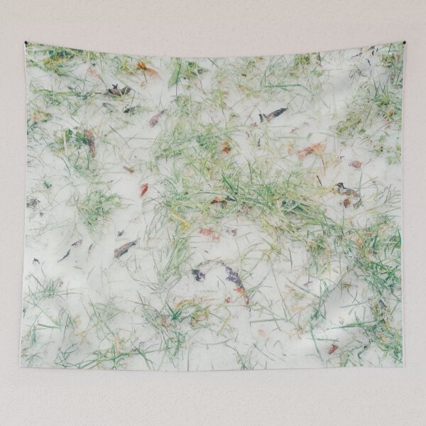 Item preview, First snow, natural background, green grass covered with snow  designed and sold by helenkaiy.