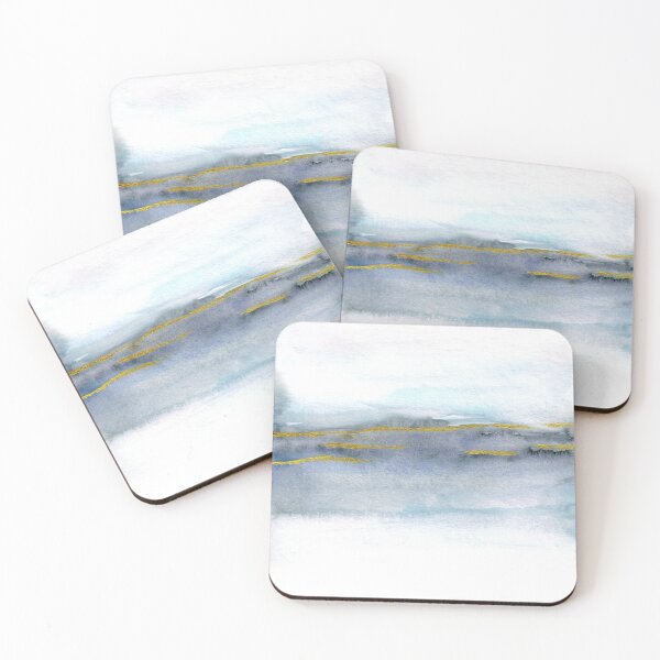 Item preview, Blue and gold watercolour abstract landscape designed and sold by Anne-Marie Bloor.