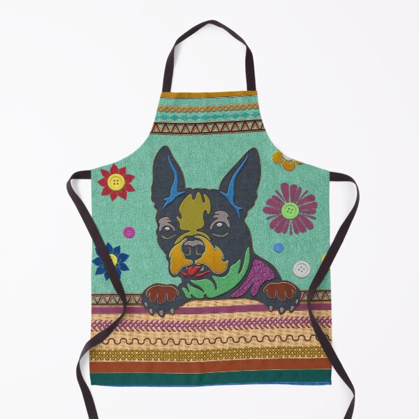 Item preview, Boston Terrier Fun Scrapbook style fabric composition designed and sold by k9printart.