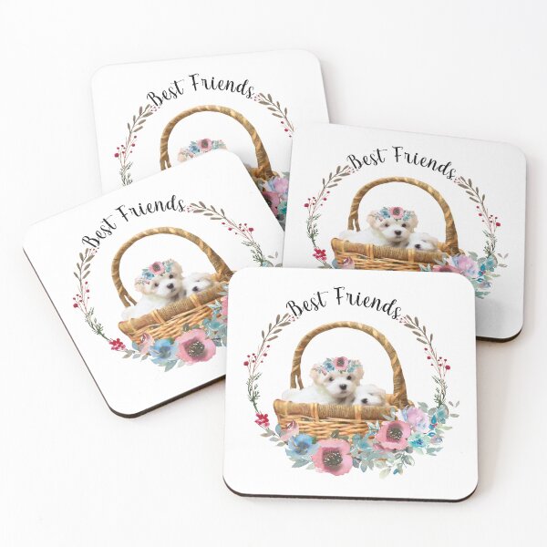 Item preview, Best Friends Cute Puppy Dogs Water Color Flowers, Sticker T-Shirt Laptop Water Bottle designed and sold by StickerArtwork.