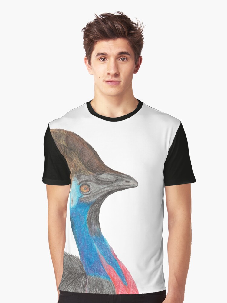 Cassowary Print Button Shirt Australian Design Aussie Bird 