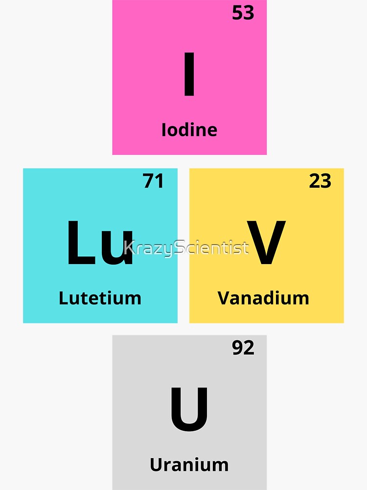  I Lv U - I Love You Periodic Table Elements Men's T-Shirt :  Clothing, Shoes & Jewelry