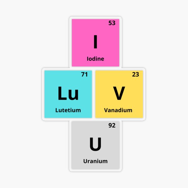  I Lv U - I Love You Periodic Table Elements Ladies V-Neck T- Shirt (Black, X-Small) : Clothing, Shoes & Jewelry